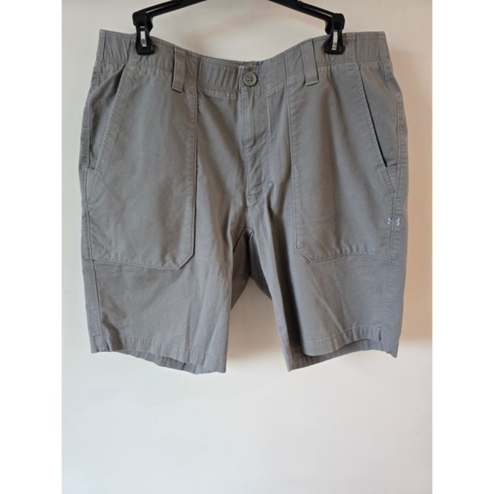 Under Armour Mens Grey Utility Shorts 36W Cotton Blend Hiking Cargo Activewear‎